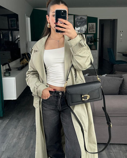 Trench Lungo Donna con Cintura - Cappotto Classico Elegante Primavera Autunno| Marlyn TIAMUSE Outwear