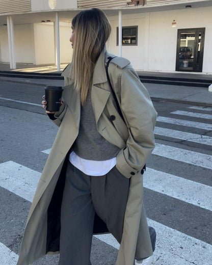 Trench Lungo Donna con Cintura - Cappotto Classico Elegante Primavera Autunno| Marlyn TIAMUSE Outwear