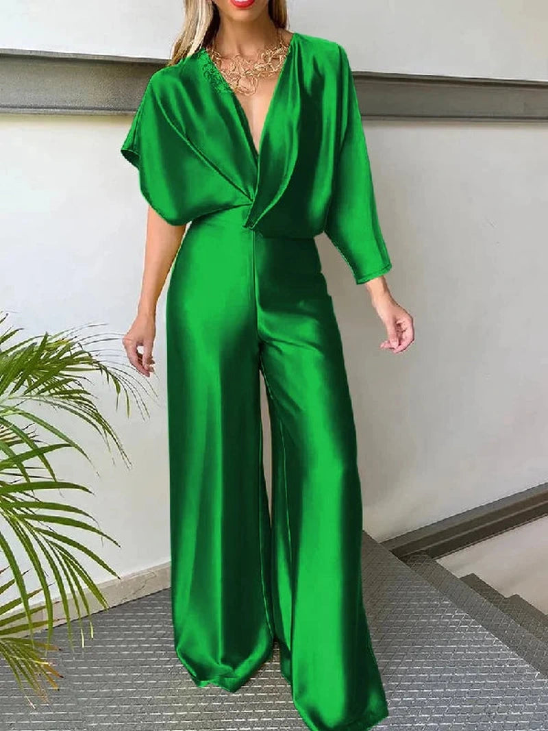 Tuta Asimmetrica Donna Aitana a Colore Pieno con Scollo a V | Perfetta per Primavera ed Estate TIAMUSE Tuta
