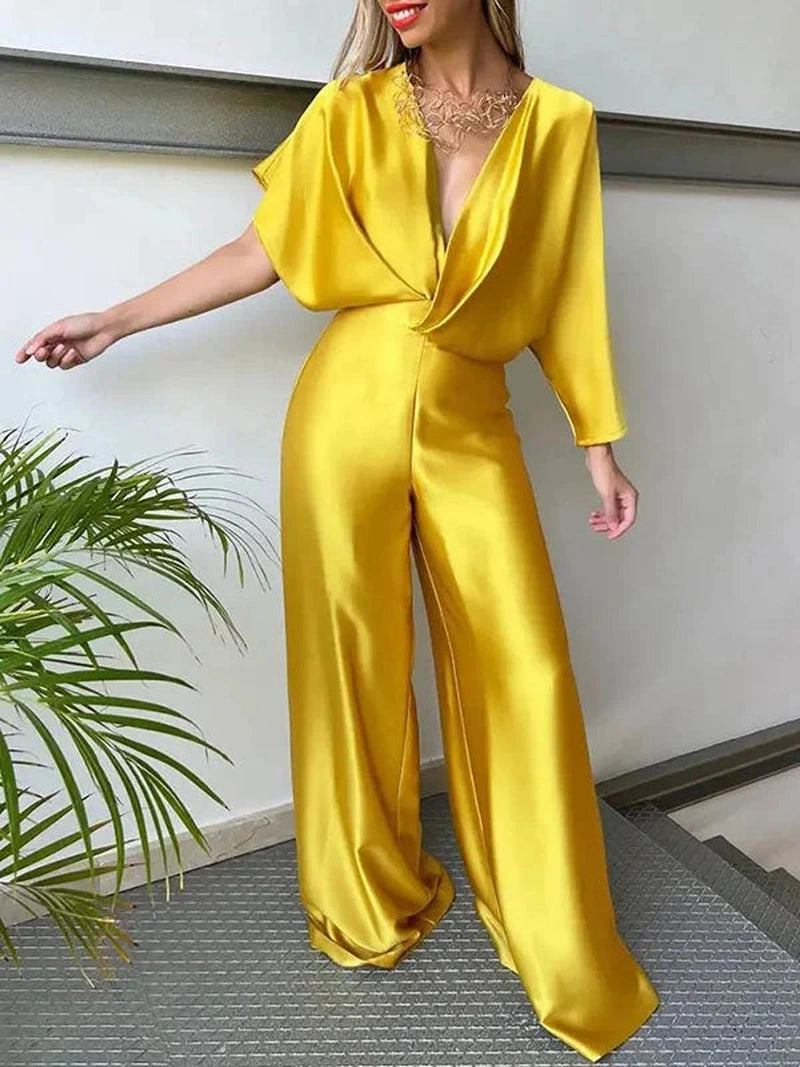 Tuta Asimmetrica Donna Aitana a Colore Pieno con Scollo a V | Perfetta per Primavera ed Estate TIAMUSE Tuta