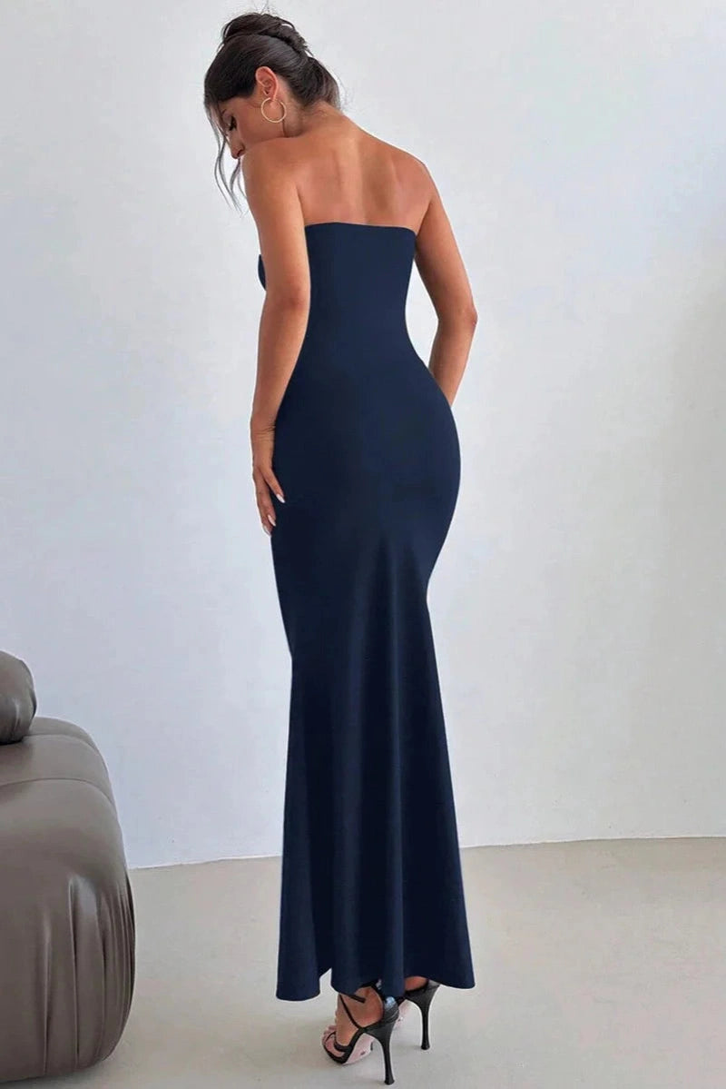 Vestito Lungo Estivo a Fascia con Spacco Decorato | Abito Elsa TIAMUSE Abito