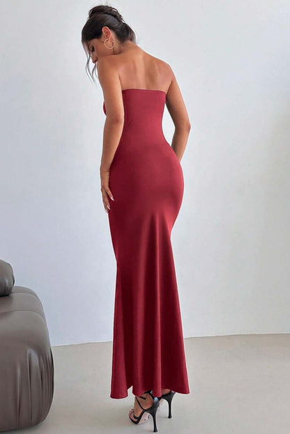 Vestito Lungo Estivo a Fascia con Spacco Decorato | Abito Elsa TIAMUSE Abito