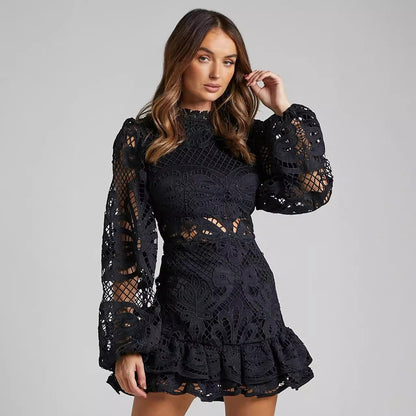 Vestito Romantico Nero in Pizzo Chiara – Perfetto per Cene, Appuntamenti e Occasioni Speciali TIAMUSE Abito GLAM