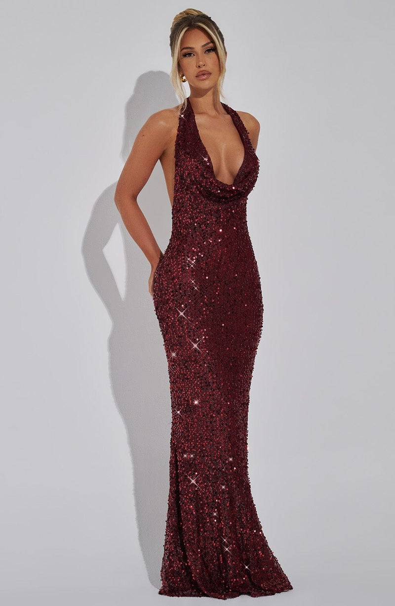 Vestito da Sera Brillante in Paillettes Rosse | Abito Elegante Alisa TIAMUSE Abito GLAM