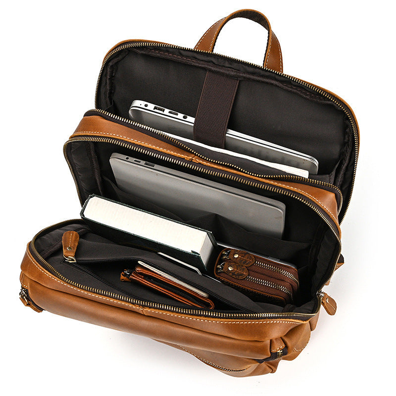 Sac à dos vintage en cuir véritable - Sac de voyage pour hommes et femmes | Olaon