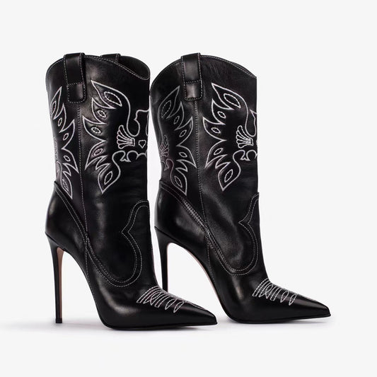 Damenstiefel Mode Herbst Winter | Western Chic Stil mit hohem Absatz