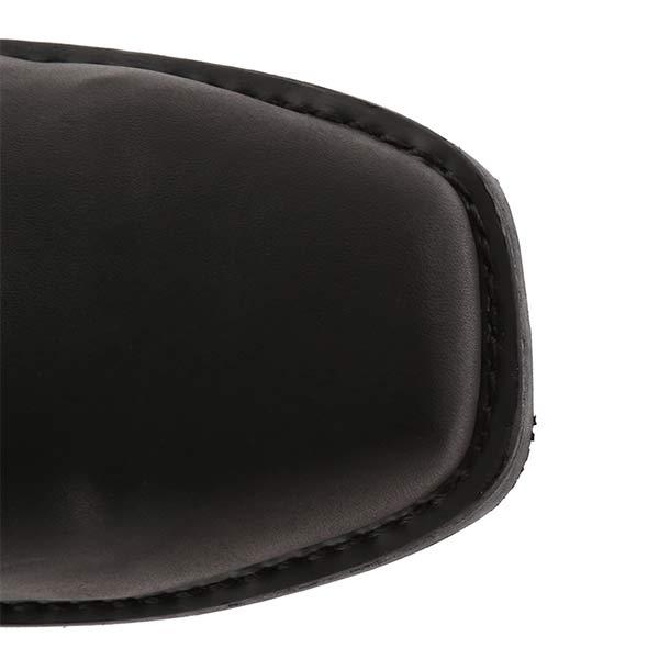 Bottes en cuir pour homme – Bottes robustes de motard avec talon bloc stable