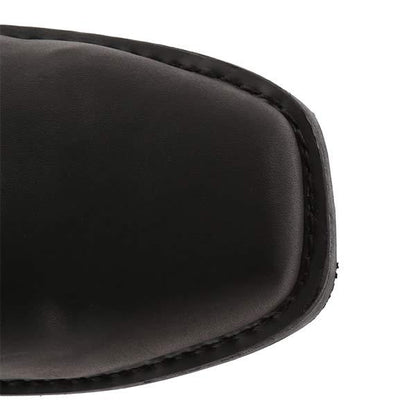 Bottes en cuir pour homme – Bottes robustes de motard avec talon bloc stable