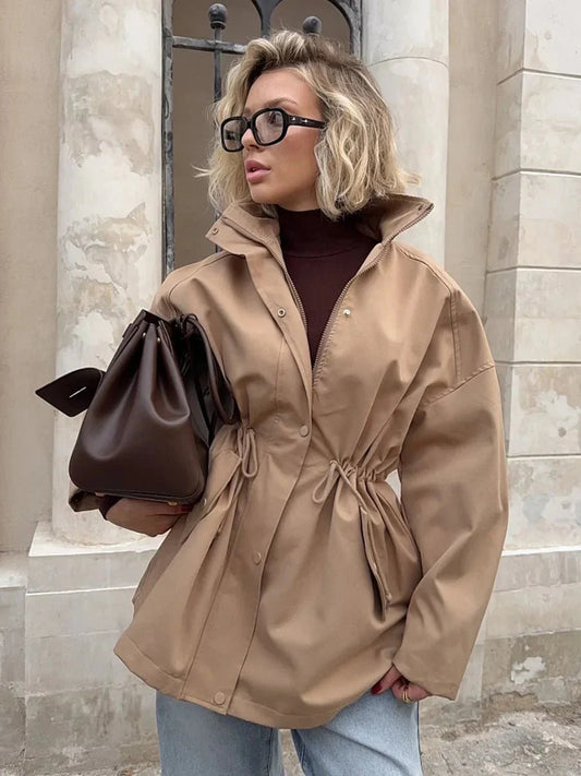 Trench court femme avec cordon - Veste élégante automne hiver | Ava