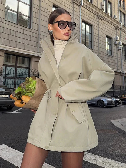 Trench court femme avec cordon - Veste élégante automne hiver | Ava