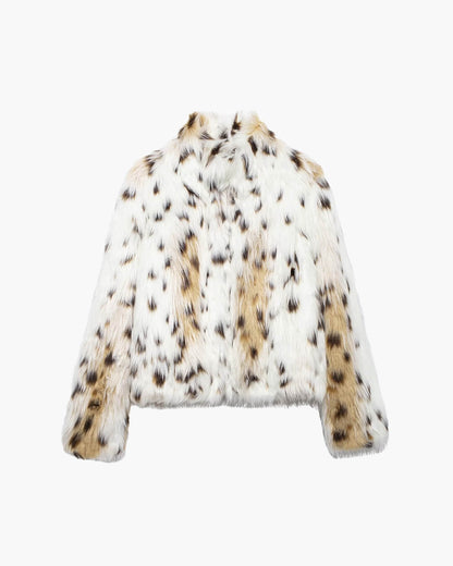 Veste oversize en éco-fourrure léopard - Fourrure courte animalier femme | Zoe