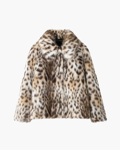 Veste oversize en éco-fourrure léopard - Fourrure courte animalier femme | Zoe