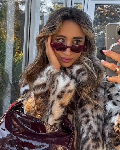 Veste oversize en éco-fourrure léopard - Fourrure courte animalier femme | Zoe