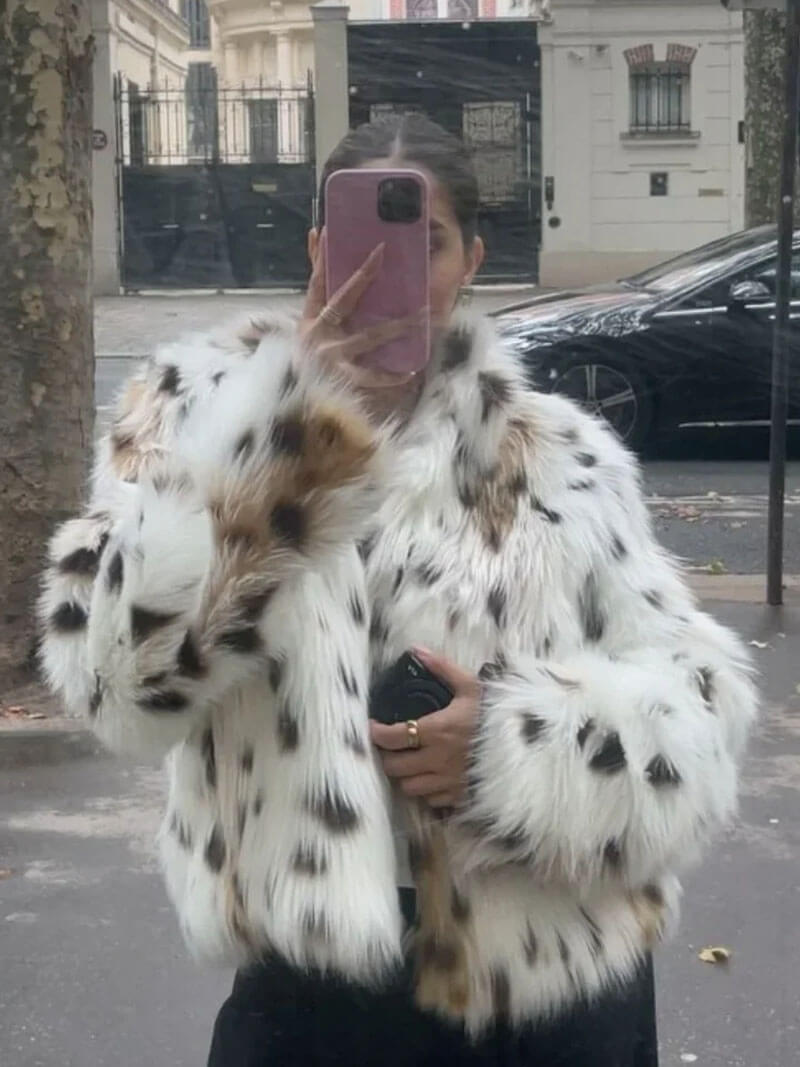 Veste oversize en éco-fourrure léopard - Fourrure courte animalier femme | Zoe